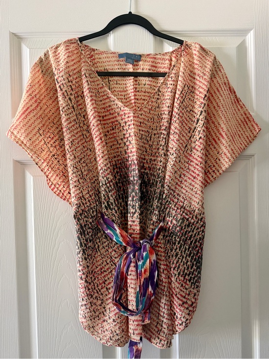 Anthropologie Tops - Lil for Anthropologie Multicolor Cocoon Blouse with Sash-Tie Detail